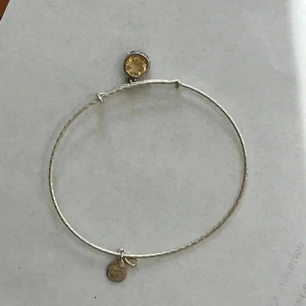 Alex and Ani yellow stone bangle In silver - Picture 2 of 3